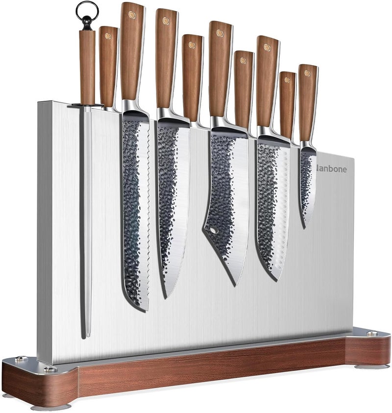 Nanbone Magnetic Knife Block Without Knives Large Double Side Magnetic Knife Holder Stand with Strong Magnet, Stainless Steel Knife Storage Organizer for Kitchen Counter Knife Rack Three Magnet Strip - Image 1